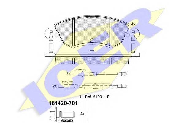 ICER 181420-701 Комплект гальмівних колодок,