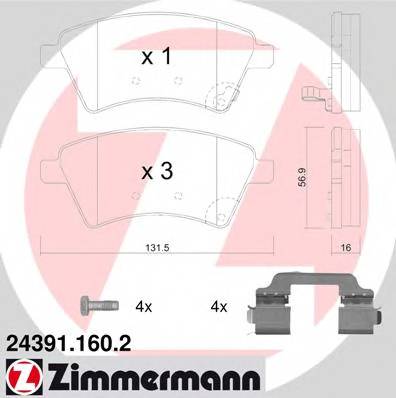 ZIMMERMANN 24391.160.2 Комплект тормозных колодок,