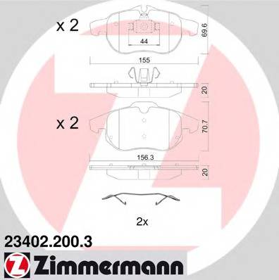 ZIMMERMANN 23402.200.3 Комплект гальмівних колодок,