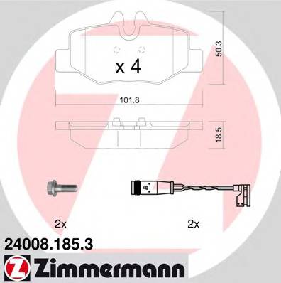 ZIMMERMANN 24008.185.3 Комплект гальмівних колодок,