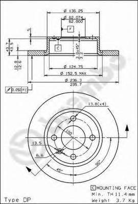 BREMBO 08.7237.10 Тормозной диск