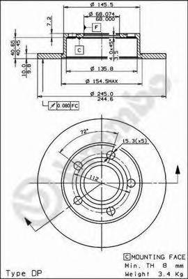 BREMBO 08.8408.11 Тормозной диск