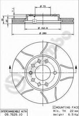 BREMBO 09.7629.75 Тормозной диск