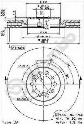 BREMBO 09768021 TARCZA HAM. CI/FI/LA/PE