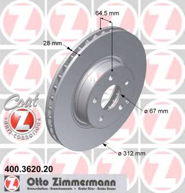 ZIMMERMANN 400.3620.20 Тормозной диск