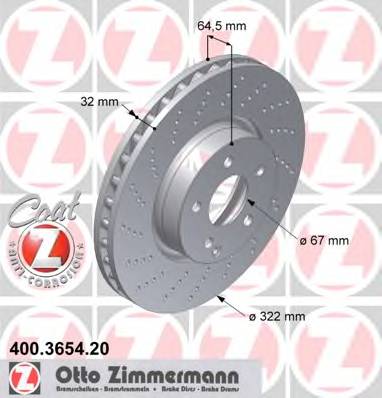 ZIMMERMANN 400.3654.20 Тормозной диск