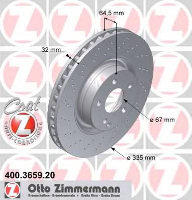 ZIMMERMANN 400.3659.20 Гальмівний диск