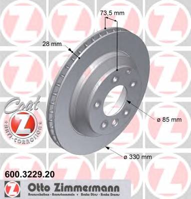 ZIMMERMANN 600.3229.20 Тормозной диск