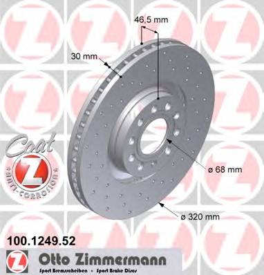 ZIMMERMANN 100.1249.52 Гальмівний диск