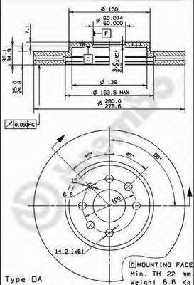 BREMBO 09.9159.10 Тормозной диск