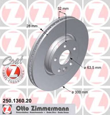 ZIMMERMANN 250.1360.20 Гальмівний диск