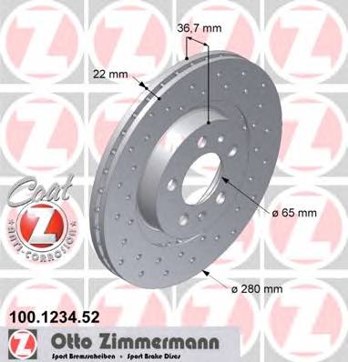 ZIMMERMANN 100.1234.52 Тормозной диск
