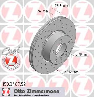 ZIMMERMANN 150.3467.52 Тормозной диск