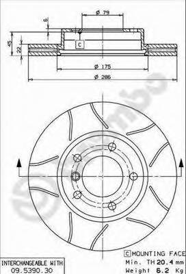 BREMBO 09.5390.77 Тормозной диск