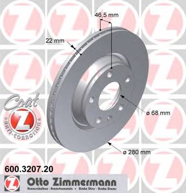 ZIMMERMANN 600.3207.20 Гальмівний диск