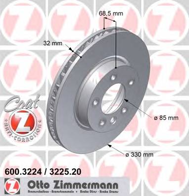 ZIMMERMANN 600.3225.20 Тормозной диск