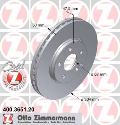 ZIMMERMANN 400.3651.20 Тормозной диск