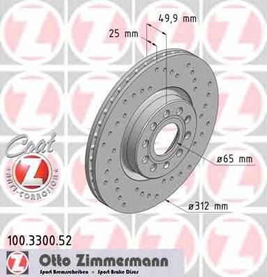 ZIMMERMANN 100.3300.52 Гальмівний диск