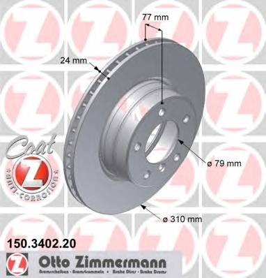 ZIMMERMANN 150.3402.20 Гальмівний диск