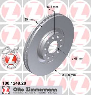 ZIMMERMANN 100.1249.20 Тормозной диск