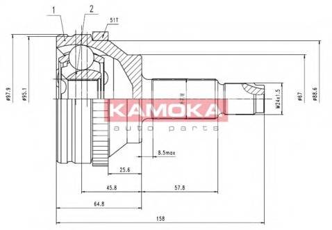 KAMOKA 7088 Шарнирный комплект, приводной