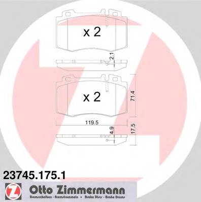 ZIMMERMANN 23745.175.1 Комплект гальмівних колодок,