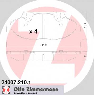 ZIMMERMANN 24007.210.1 Комплект гальмівних колодок,