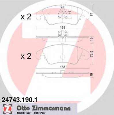 ZIMMERMANN 24743.190.1 Комплект гальмівних колодок,