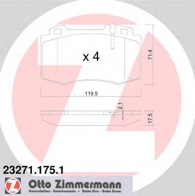 ZIMMERMANN 23271.175.1 Комплект гальмівних колодок,