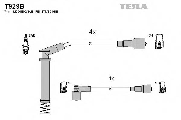 TESLA T929B Комплект проводов зажигания