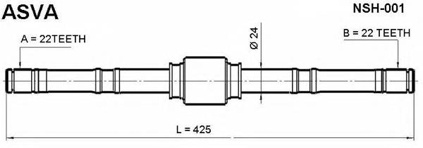 ASVA NSH001 ПІВОСЬ ЛІВА 22X425X22