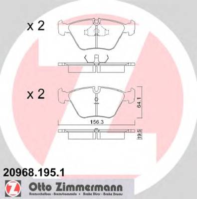 ZIMMERMANN 20968.195.1 Комплект гальмівних колодок,