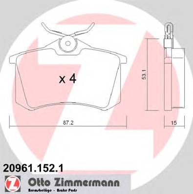 ZIMMERMANN 20961.152.1 Комплект гальмівних колодок,
