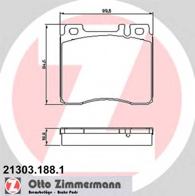 ZIMMERMANN 21303.188.1 Комплект гальмівних колодок,