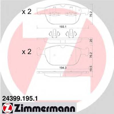 ZIMMERMANN 24399.195.1 Комплект гальмівних колодок,