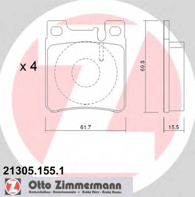 ZIMMERMANN 21305.155.1 Комплект гальмівних колодок,