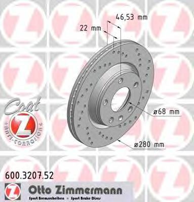 ZIMMERMANN 600.3207.52 Тормозной диск