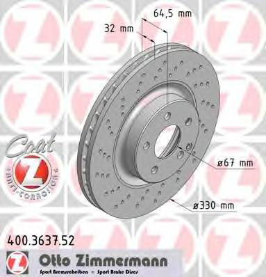 ZIMMERMANN 400.3637.52 Гальмівний диск