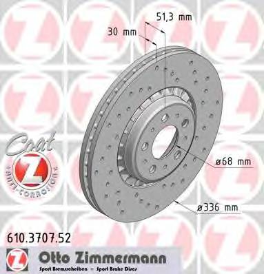 ZIMMERMANN 610.3707.52 Тормозной диск