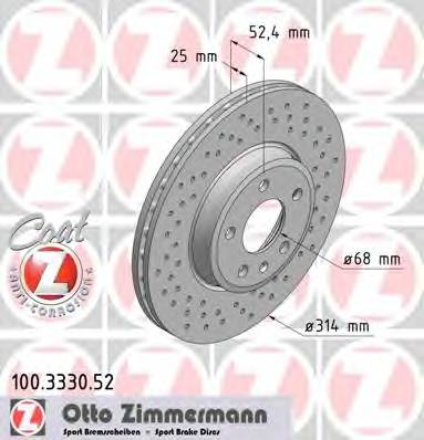 ZIMMERMANN 100.3330.52 Тормозной диск