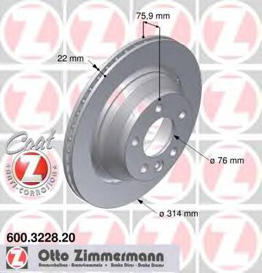 ZIMMERMANN 600.3228.20 Тормозной диск