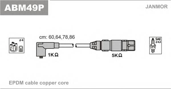 JANMOR ABM49P Комплект проводов зажигания