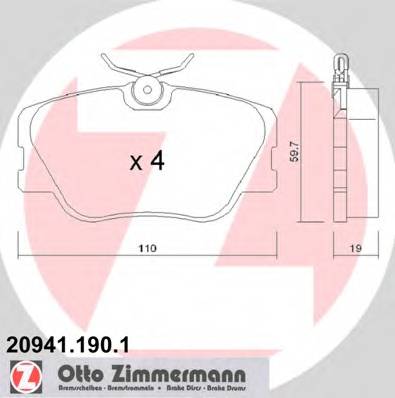 ZIMMERMANN 20941.190.1 Комплект тормозных колодок,