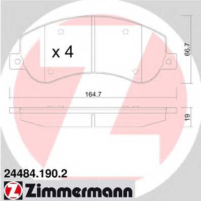 ZIMMERMANN 24484.190.2 Комплект гальмівних колодок,