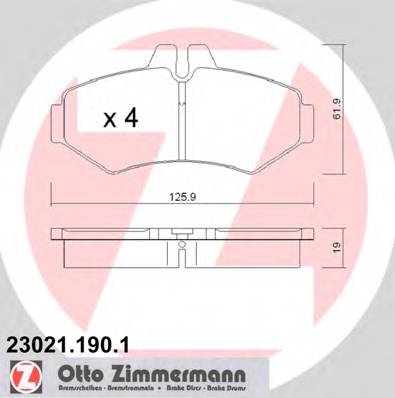 ZIMMERMANN 23021.190.1 Комплект гальмівних колодок,
