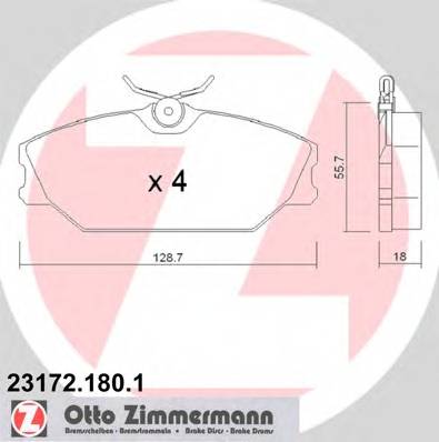 ZIMMERMANN 23172.180.1 Комплект гальмівних колодок,