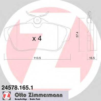 ZIMMERMANN 24578.165.1 Комплект гальмівних колодок,