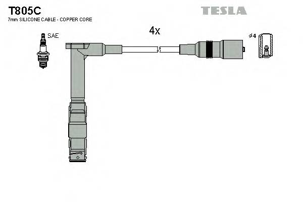 TESLA T805C Комплект проводов зажигания