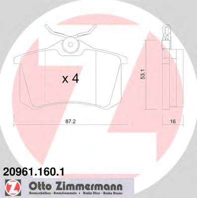 ZIMMERMANN 20961.160.1 Комплект тормозных колодок,