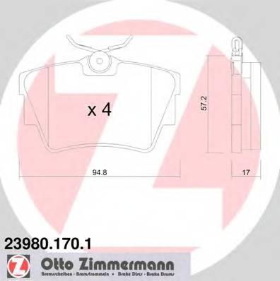 ZIMMERMANN 23980.170.1 Комплект гальмівних колодок,